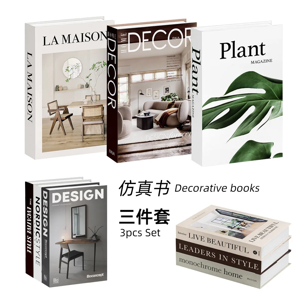 Interior Design Magazine - 3pcs/lot Simulation Books for Decoration Luxury