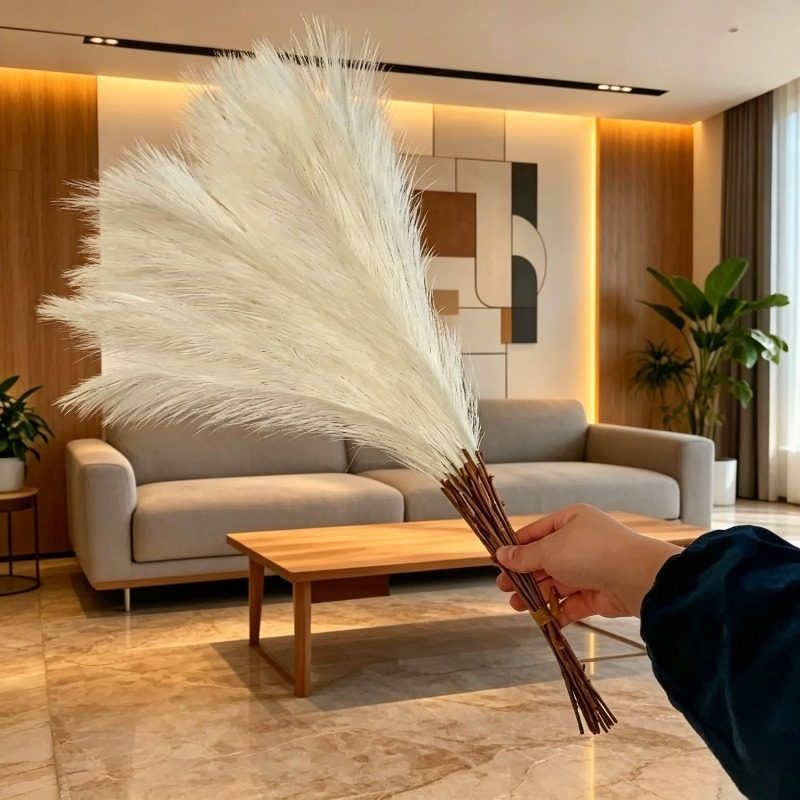 Dried Pampas Bundle - Faux Pampas Grass Bundle Fluffy Artificial
