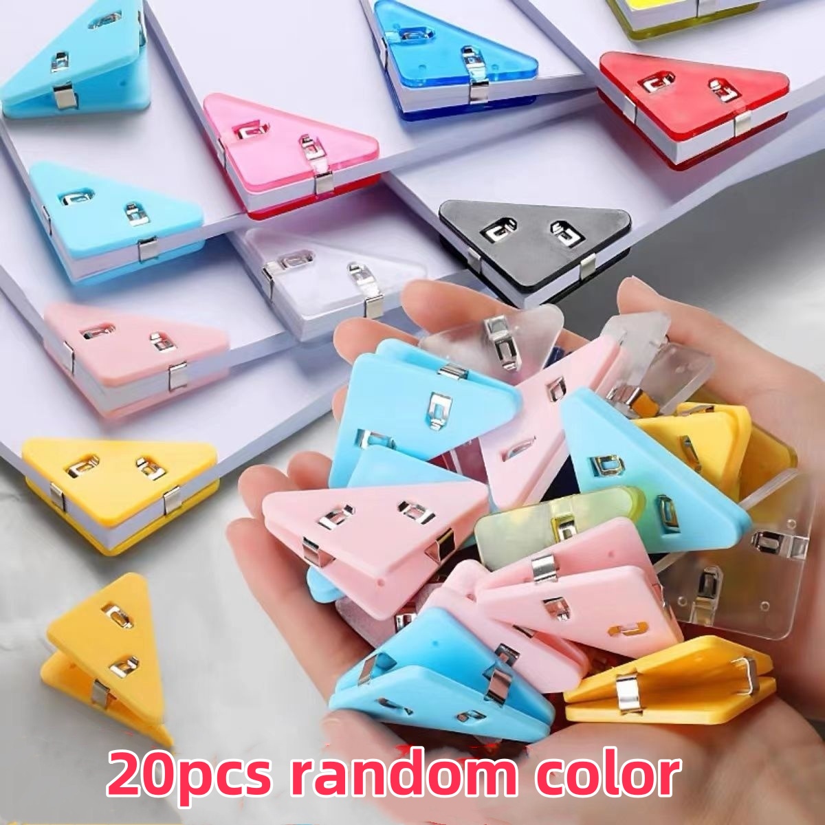 Geometric Shelf Triangle - 20Pcs Multicolor Geometric Desk Clips Creative