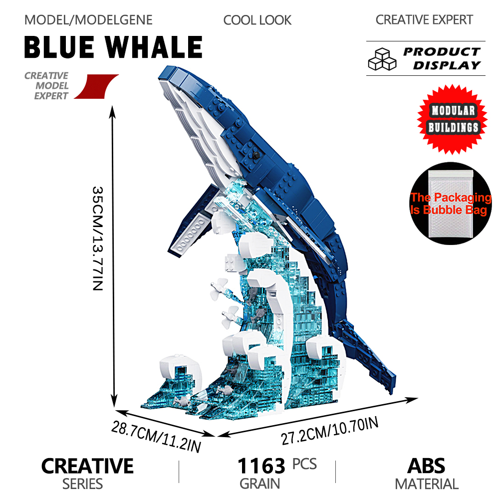 Interior Design And Build - Ocean Blue Whale Model Building Blocks