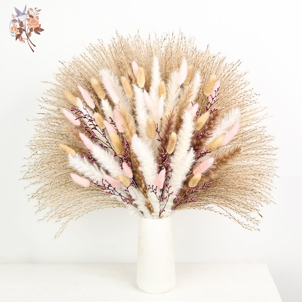Dried Pampas Bundle - Fluffy Pampas Rabbit Tails Grass Pink
