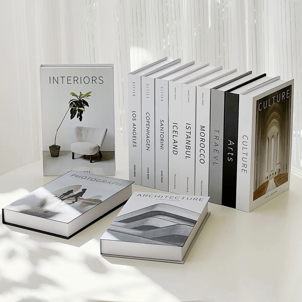 Interior Design Magazine - Minimalist Modern Decorative Fake Books Props