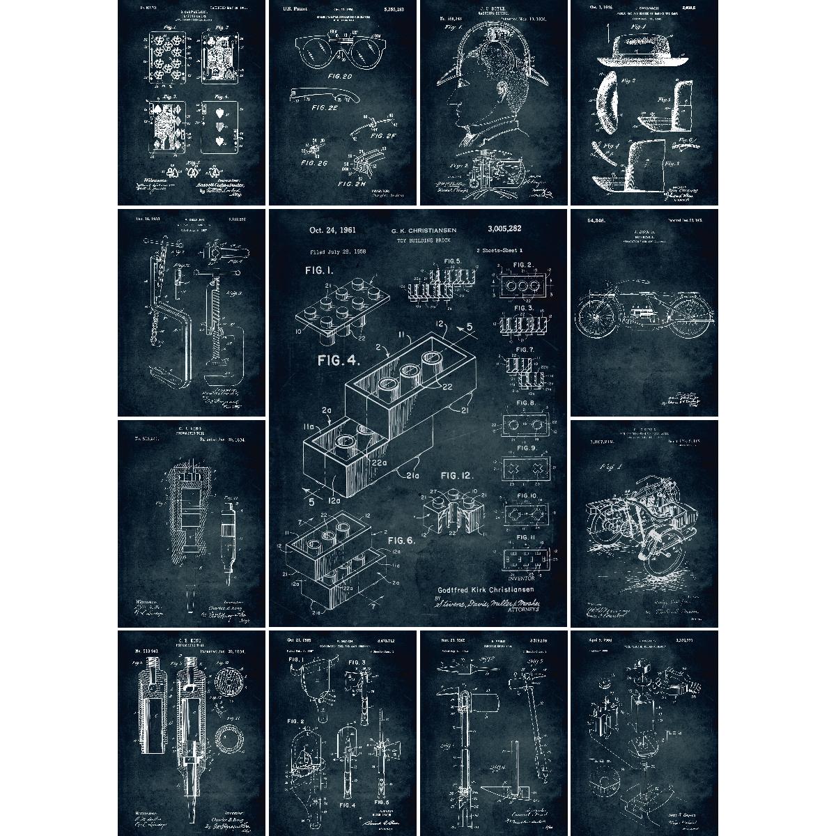 Interior Design And Build - Vintage Toy Building Brick Blueprint Poster