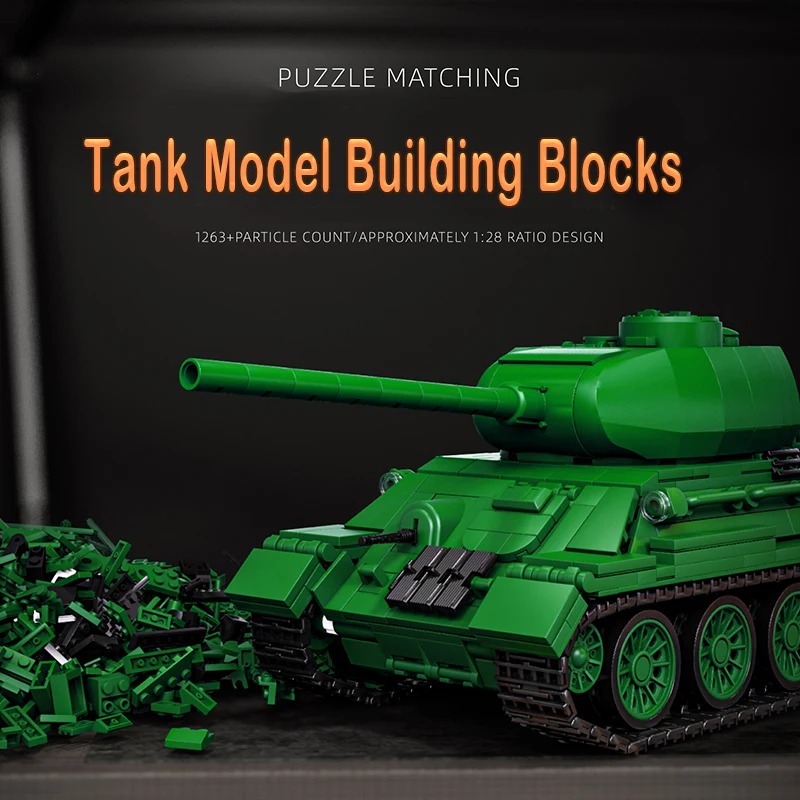 Interior Design And Build - T34-85 Tank Model Kit - 1263PCS