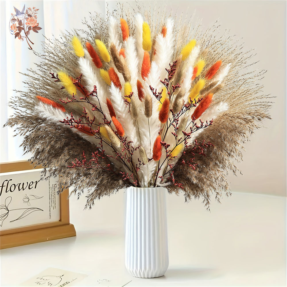 Dried Pampas Bundle - 85 Pieces Natural Fluffy Autumn Pampas