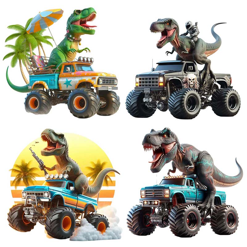 Interior Design Magazine - Tyrannosaurus Dinosaur Riding on Monster Truck