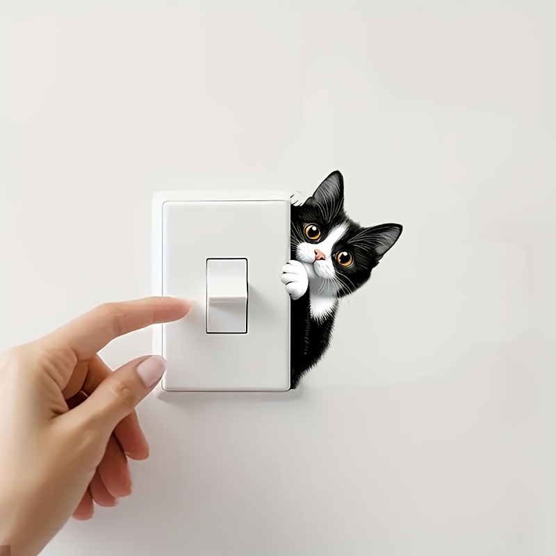 Interior Design Home Decor - Very Cute Black Cat Switch Stickers