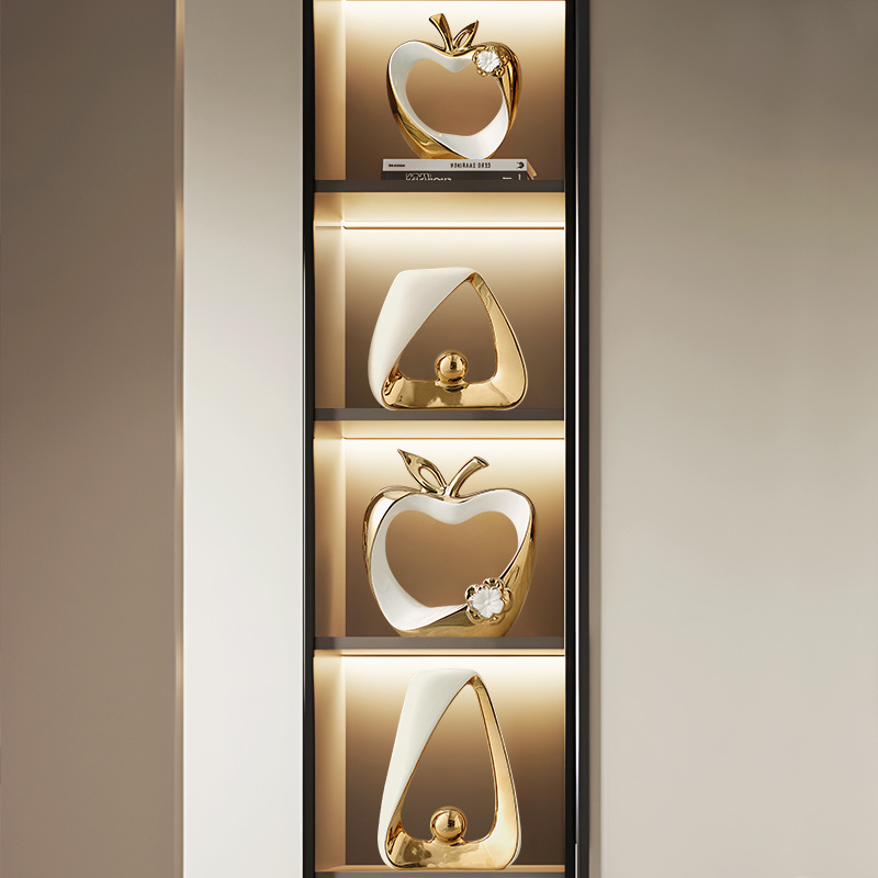 Interior Design Home Decor - Golden Hollow Ceramic Handicrafts, Apple Model