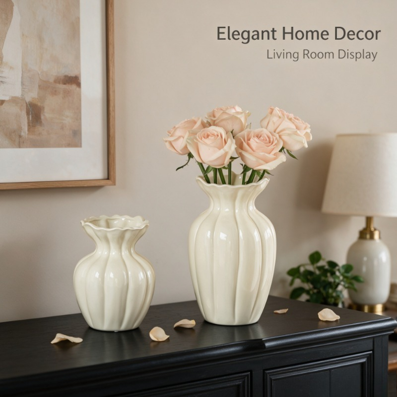 French Retro Cream Ceramic Vas - Interior Design Vintage Modern recension och pris