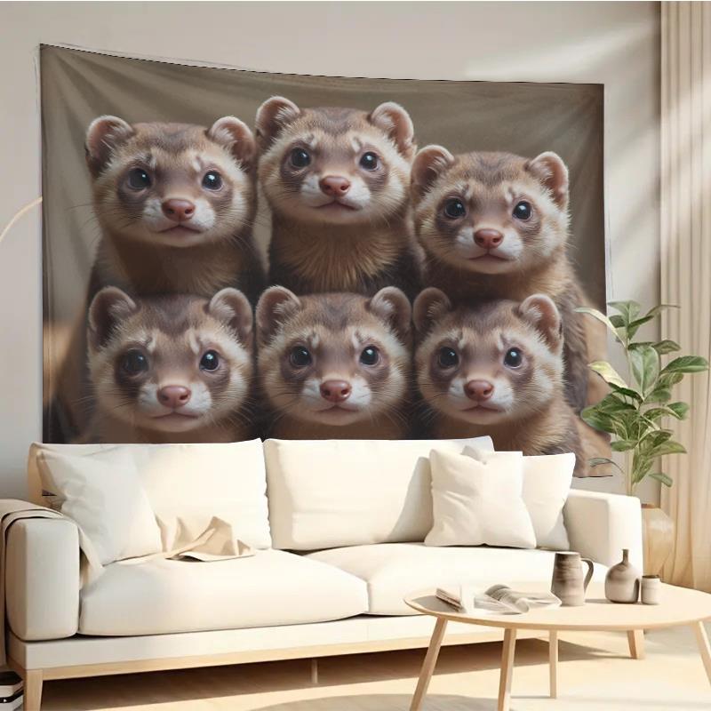 Cute Ferret Group Tapestry Wal - Interior Design Home Decor recension och pris