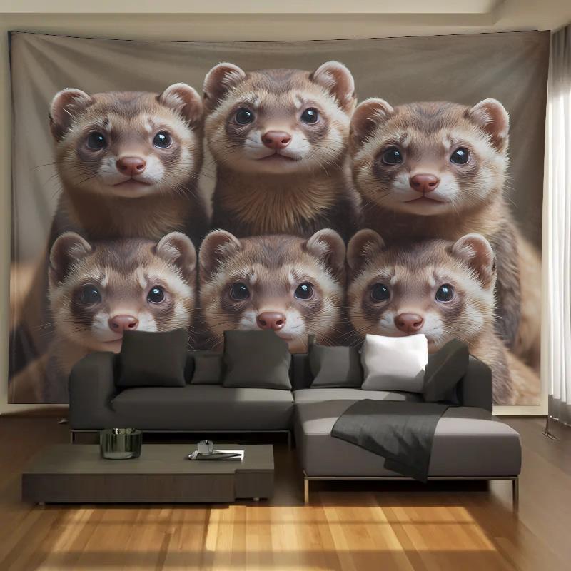 Cute Ferret Group Tapestry Wal - Interior Design Home Decor recension och pris