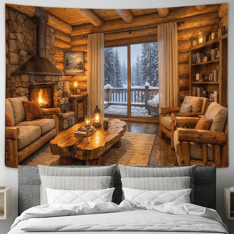 Cozy Wooden Cabin Fireplace In - Interior Design Home Decor recension och pris