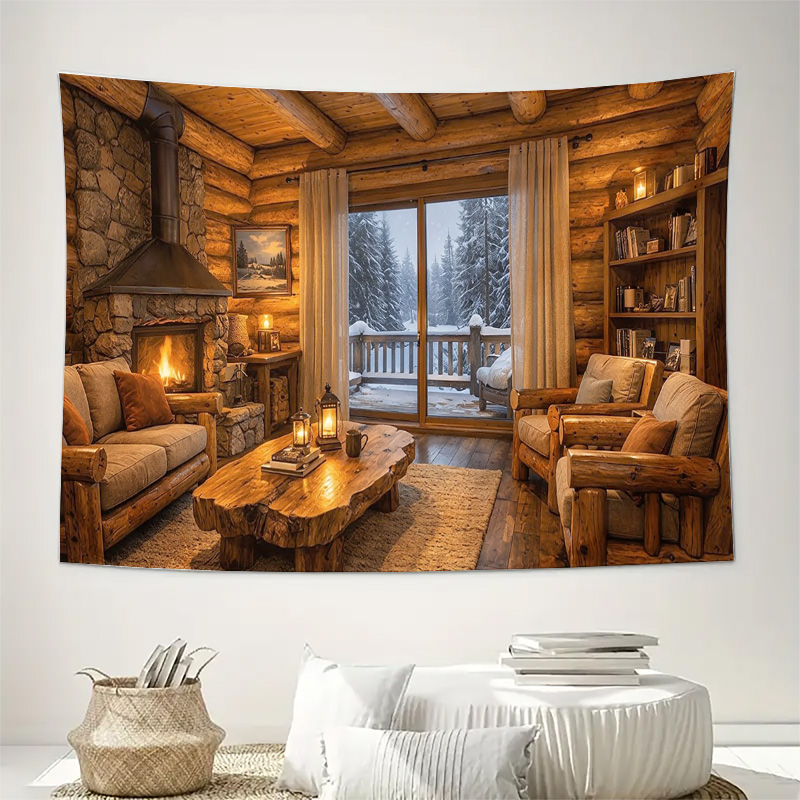 Cozy Wooden Cabin Fireplace In - Interior Design Home Decor recension och pris