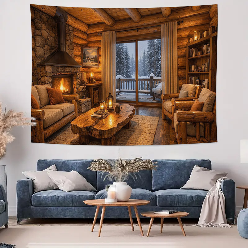 Cozy Wooden Cabin Fireplace In - Interior Design Home Decor recension och pris