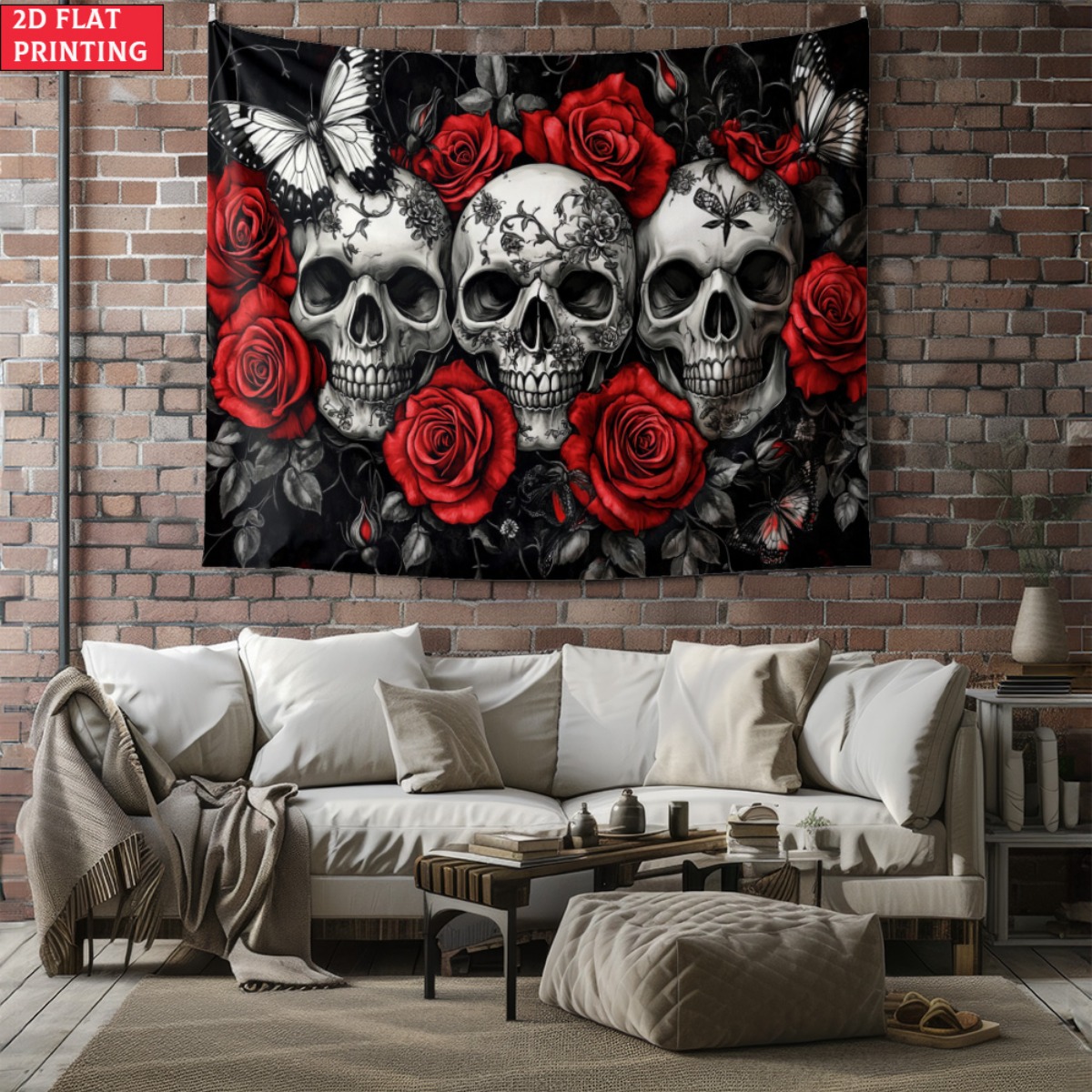 unframed Skull and Roses Gothi - Interior Design Home Decor recension och pris