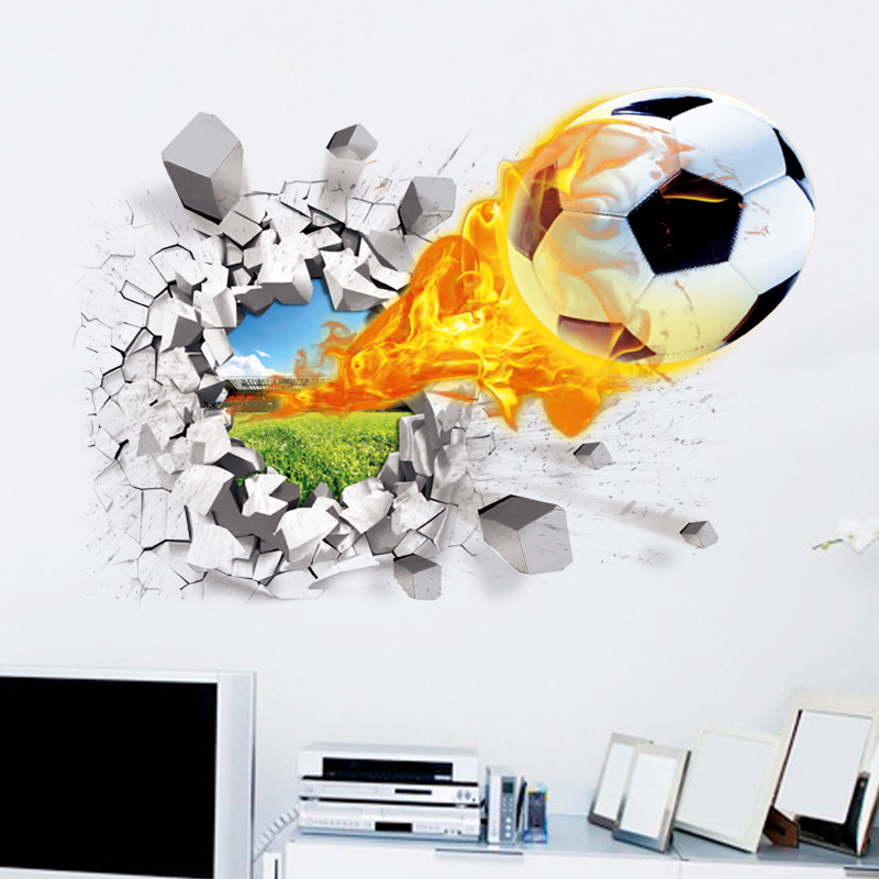 3D Football Broken Wall Sticke - Interior Design Magazine recension och pris