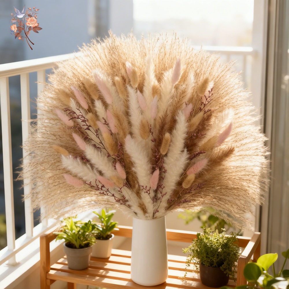 Fluffy Pampas Rabbit Tails Gra - Dried Pampas Bundle recension och pris