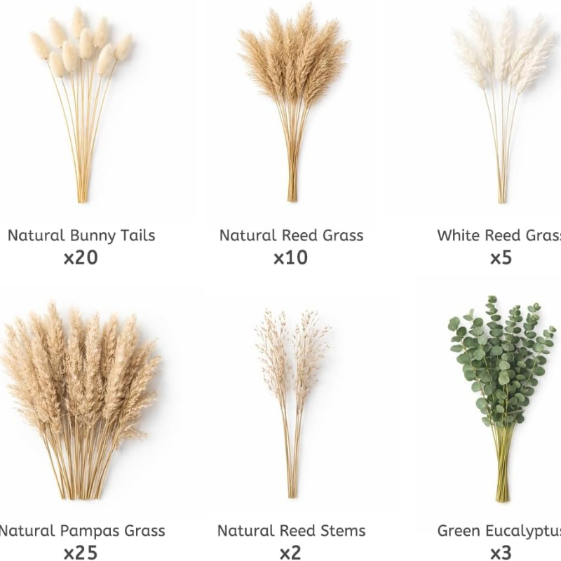 65Pcs DIY Natural Dried Flower - Dried Pampas Bundle recension och pris