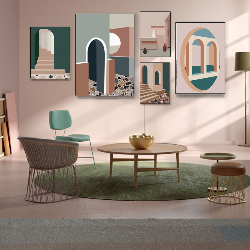 Retro Morandi Building Canvas  - Interior Design And Build recension och pris