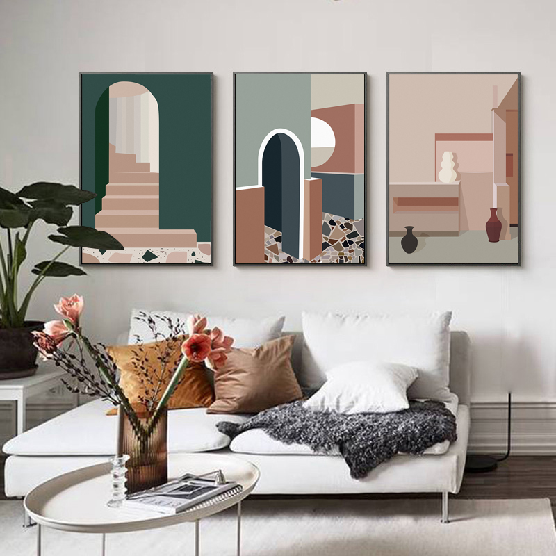 Retro Morandi Building Canvas  - Interior Design And Build recension och pris